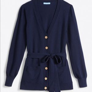Navy Blue Cardigan with Tie